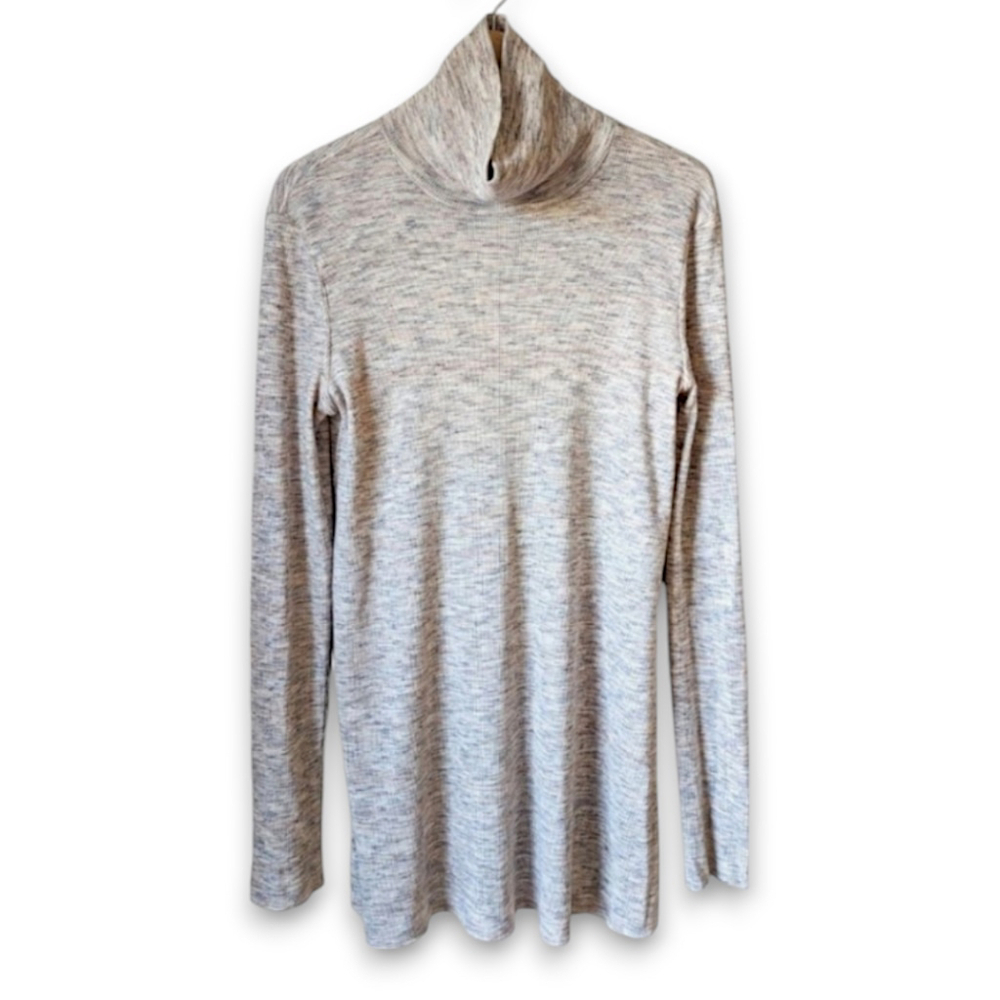 Free People Oversized Ribbed Spacedye Stonecold Ivory Split Back Tunic sz M - Picture 6 of 11